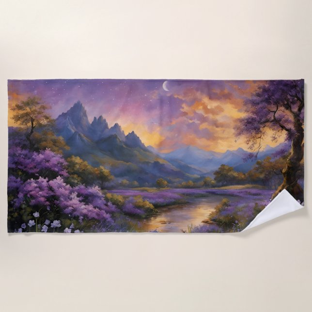 Toalha De Praia Vale da lavanda em Dawn Beach Towel (Frente)