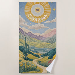 Toalha De Praia Vale do Tranquilo: Paisagem Pastel