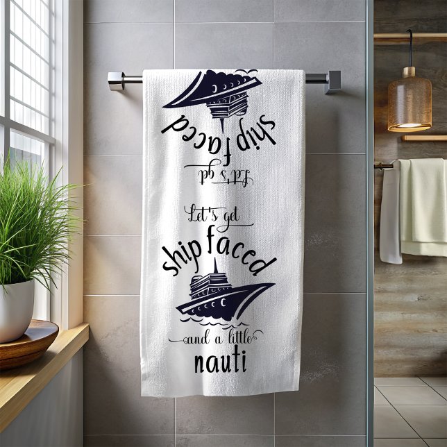 Toalha De Praia Vamos de navio virado e navio de cruzeiro Nauti (Criador carregado)