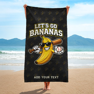 Toalha De Praia Vamos Torcer Bananas Beisebol Retrô Banana Engraça