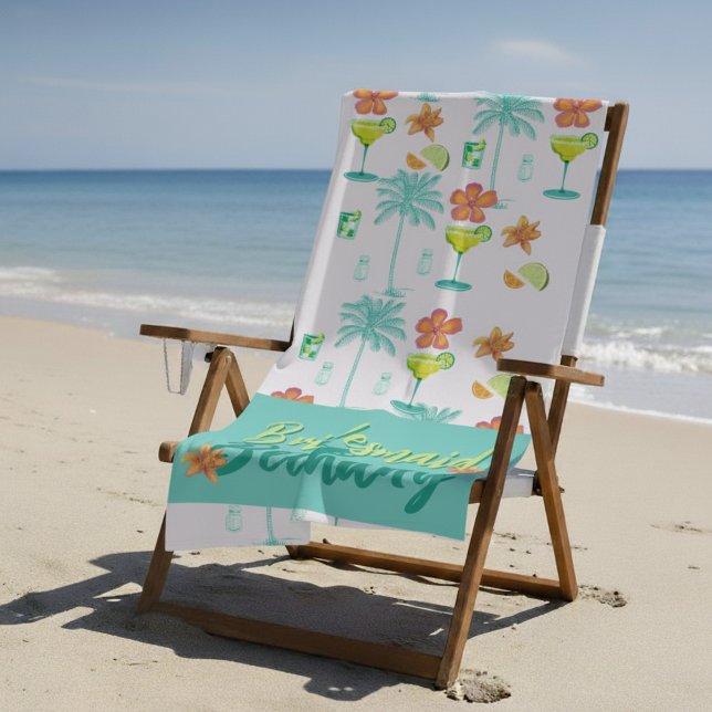 Toalha De Praia Velo de Margarita Tropical Solteira Dama de Honra (Spice up the party with this playful “Margarita Veil” design!)