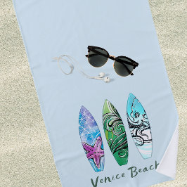 Toalha De Praia Venice Beach California Surfboards Personalized