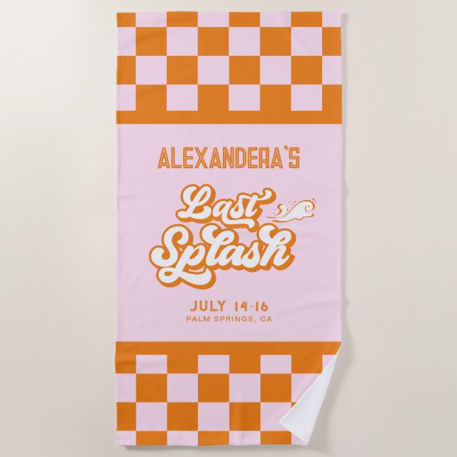 Toalha De Praia Verão Laranja Rosa Último Splash Solteira (Frente)