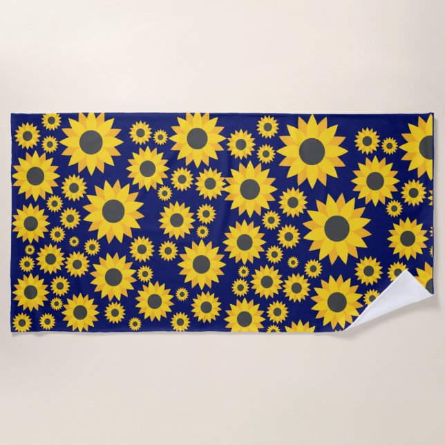 Toalha De Praia Verão moderno de padrão de girassol (Frente)