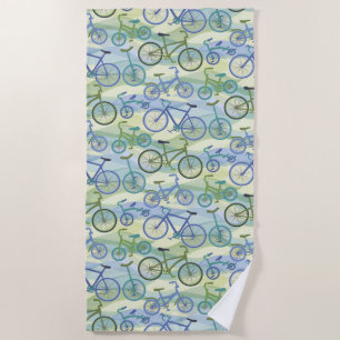 Toalha De Praia Verde azul das bicicletas