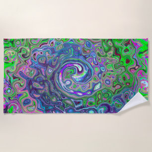 Toalha De Praia Verde limão marmoreado e Abstrato roxo
