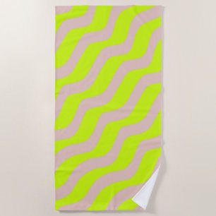 Toalha De Praia verde limão Neon E Beige Abstrato