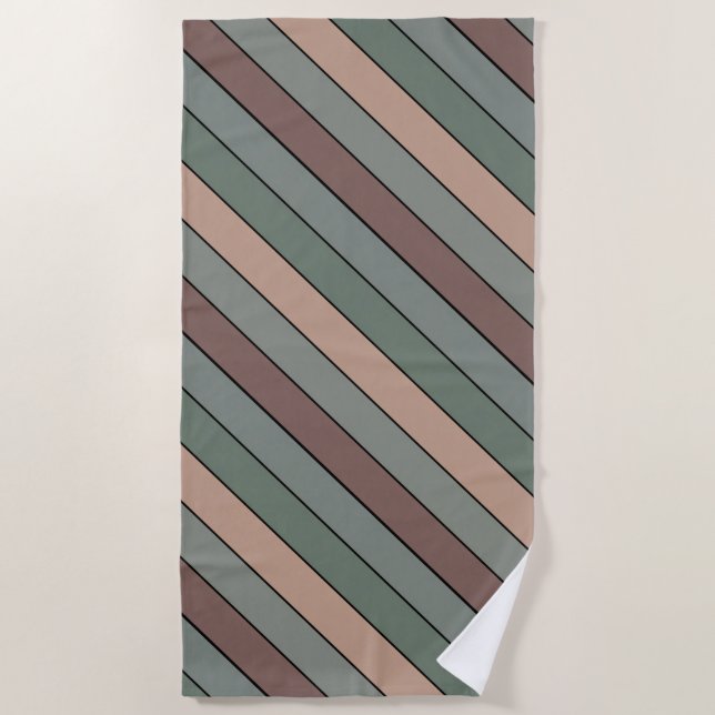 Toalha De Praia Verdes E Pretos Castanhos Em Papel De Aquarela (Frente)