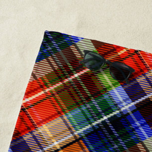 Toalha De Praia Vermelho Azul Verde Amarelo Xadrez Tartan Desenho