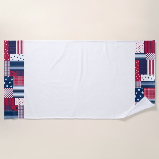 Toalha De Praia Vermelho, Branco e Azul (Frente)