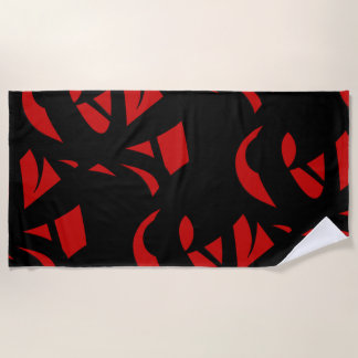 Toalha De Praia Vermelho e Preto Contemporâneos