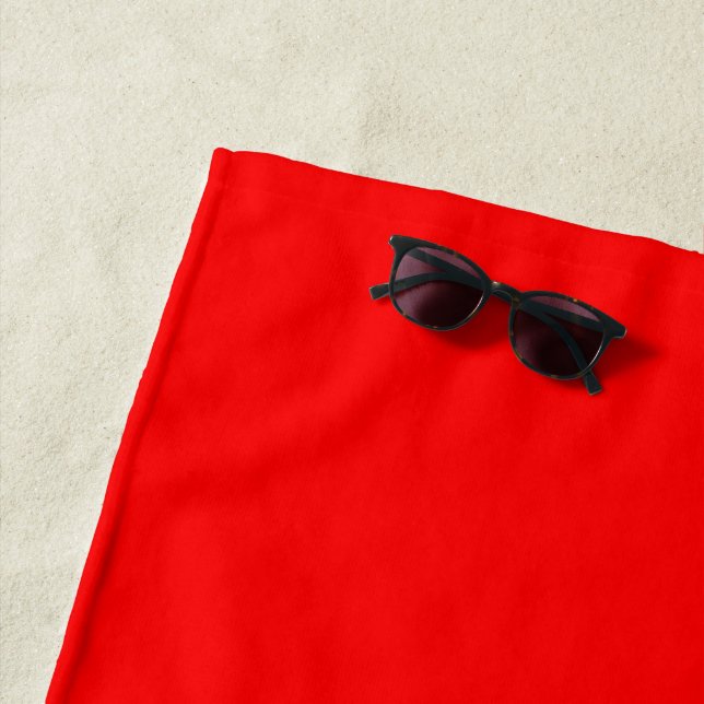 Toalha De Praia Vermelho Simples Cor Sólida Personalize (In Situ)