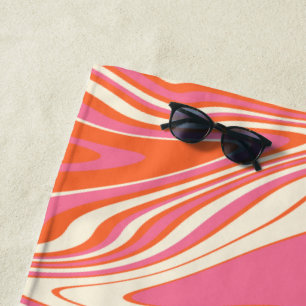Toalha De Praia Vermelhos - Rosa, Laranja e Creme