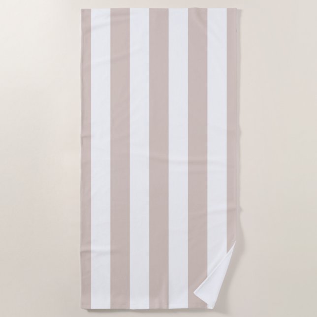 Toalha De Praia Vertical Stripes Beige E White Stripes (Frente)
