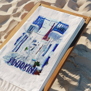 Toalha De Praia Viagem Azul Santorini e Branco