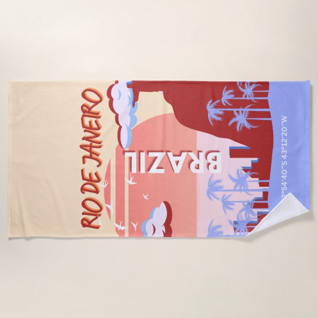 Toalha De Praia Viagem de Arte do Brasil do Rio de Janeiro - Poste (Frente)