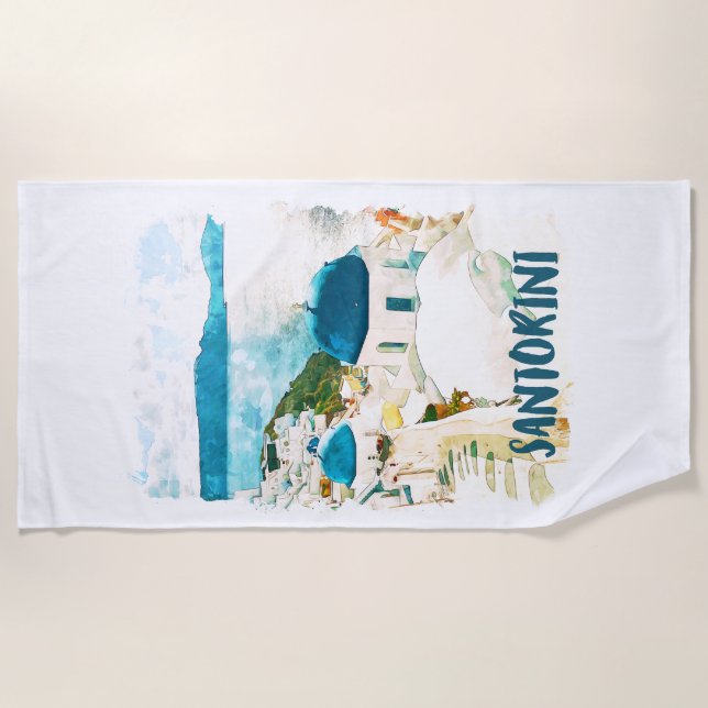 Toalha De Praia Viagem de Grécia de Santorini (Frente)
