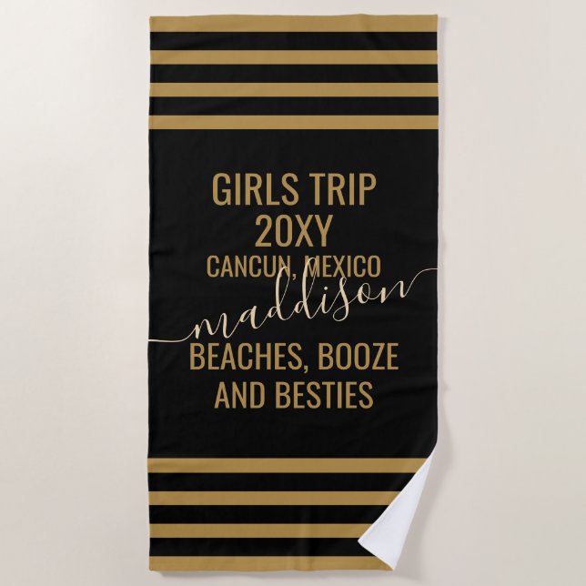 Toalha De Praia Viagem de Meninas Personalizadas e Besties (Frente)