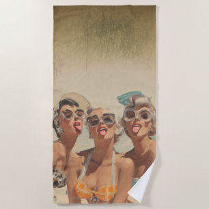 Toalha De Praia Vibes de Pin-Up da Praia Retrô