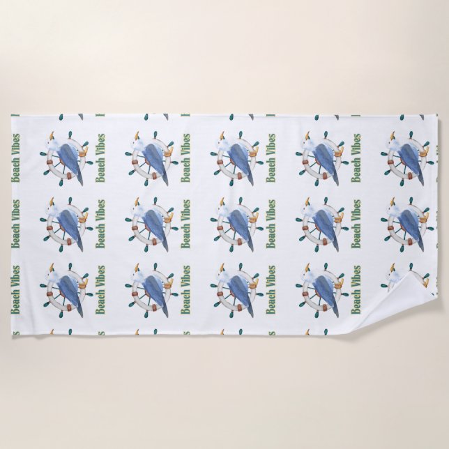 Toalha De Praia vibrações de praia (Frente)