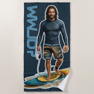 Toalha De Praia Vibrações de Surfista WWJD, Jesus Todos os Dias, F