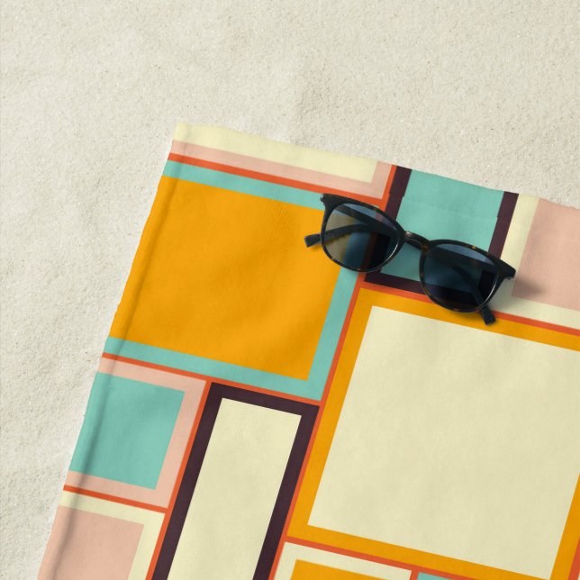 Toalha De Praia Vibrant abstract pattern with rectangles (In Situ)