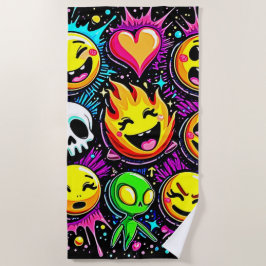 Toalha De Praia Vibrant Emoji Pop Art