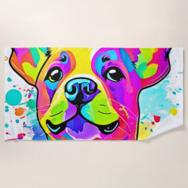 Toalha De Praia Vibrant Frenchie Bulldog Puppy Art