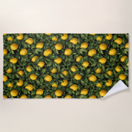 Toalha De Praia Vibrant Lemon Citrus Tree Pattern
