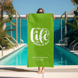 Toalha De Praia Vida na Piscina Verde Lima