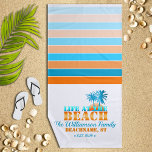 Toalha De Praia Vida na praia Legal Blue/Orange Personalizado<br><div class="desc">Diversão,  verão,  design do tema da praia tropical</div>