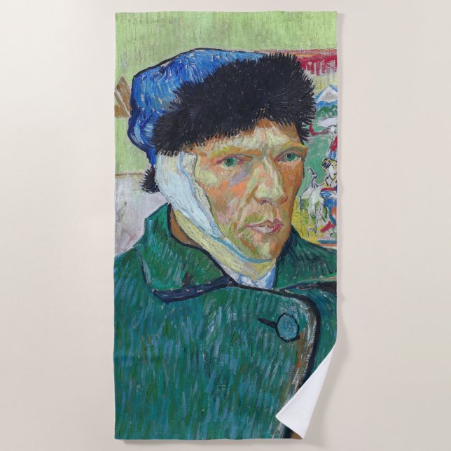 Toalha De Praia Vincent van Gogh - Autorretrato com ouvido colado (Frente)