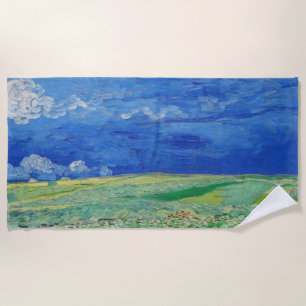Toalha De Praia Vincent van Gogh - Campos de rodas sob as nuvens d