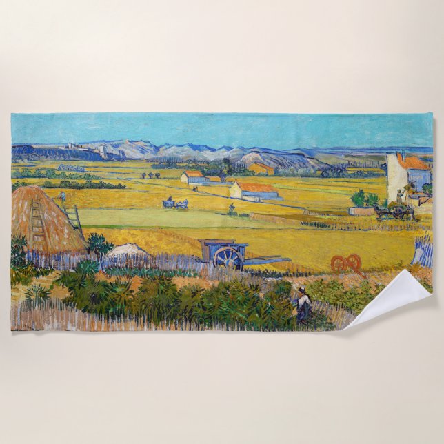 Toalha De Praia Vincent van Gogh - Colheita em La Crau (Frente)