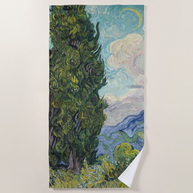 Toalha De Praia Vincent van Gogh - Cyprestes (Frente)