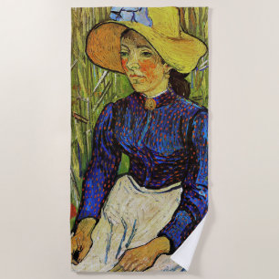 Toalha De Praia Vincent van Gogh - Garota camponesa com chapéu de