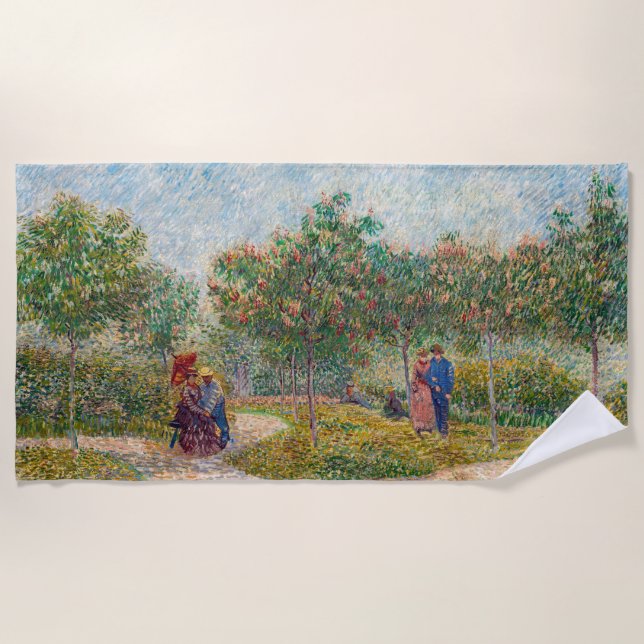 Toalha De Praia Vincent van Gogh - Jardim em Montmarte com Amantes (Frente)