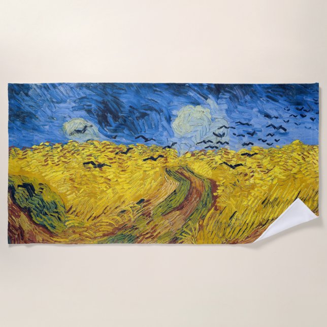 Toalha De Praia Vincent van Gogh - Wheatfield com Crows (Frente)