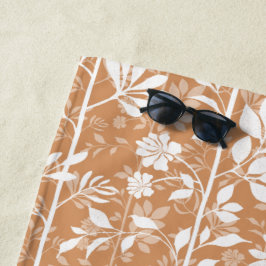 Toalha De Praia Vines of Quiet Joy XL white botanical silhouette