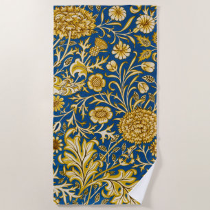 Toalha De Praia Vintage Arte Floral Azul Cherwell de William Morri
