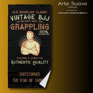Toalha De Praia Vintage BJJ Jiu Jitsu, Brasil, adiciona seu nome