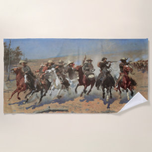 Toalha De Praia Vintage Cowboys, A Dash For Timber por Remington