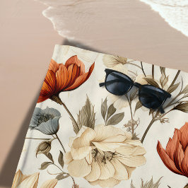 Toalha De Praia Vintage Dried Wildflower Navy Terracotta