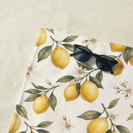 Toalha De Praia Vintage Flor de Limão – Cítrico Botânico Elegante