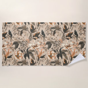 Toalha De Praia Vintage Floral Pattern Beach Towel