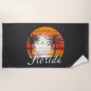 Toalha De Praia Vintage Florida USA Palm Trees Summer Beach