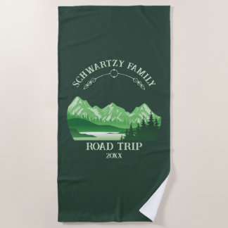 Toalha De Praia Vintage Green Mountain Sunset lago ao ar livre