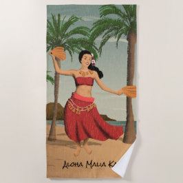 Toalha De Praia Vintage havaiano monograma afligido do cartão