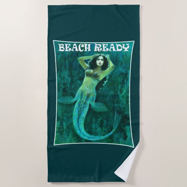 Toalha De Praia Vintage Mermaid Beach Ready Beach Towel (Frente)