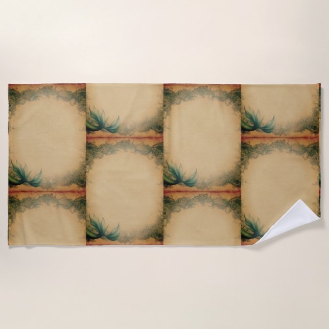 Toalha De Praia Vintage Mermaid Tail (Frente)